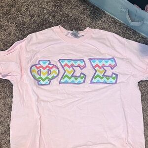 Pink phi sigma sigmaT-Shirt with Colorful Greek Letters